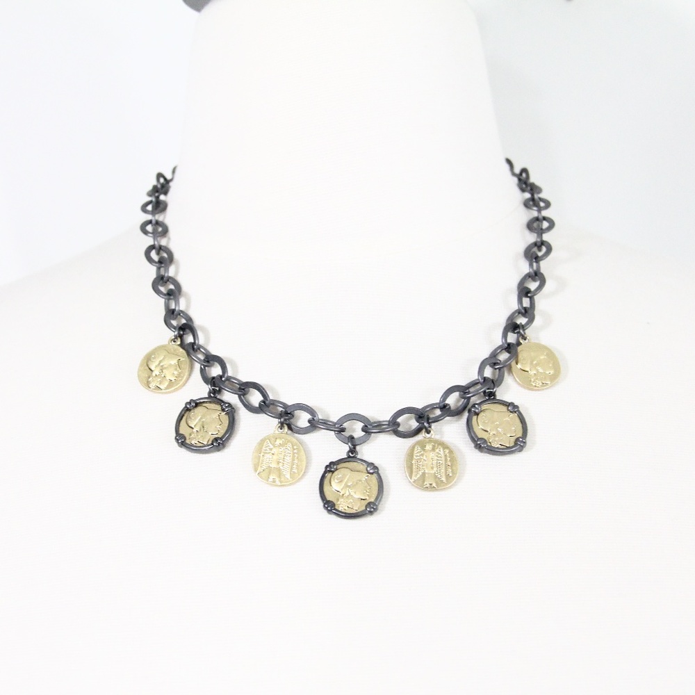 Lia Sophia Necklace NEW Women Costume Jewelry Statement Piece Roman Coins